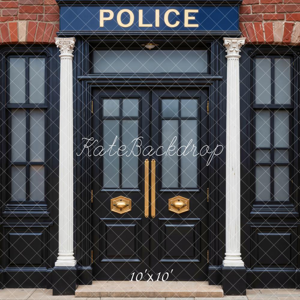 Kate Police Station Brick Wall Door Backdrop Designed by Emetselch - Image 7