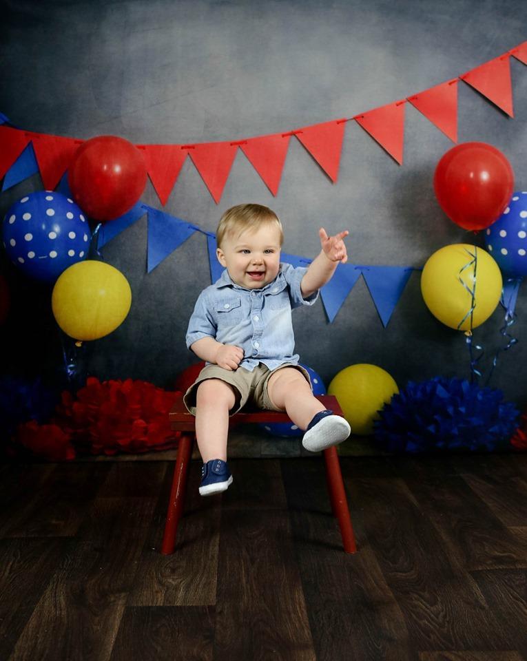 Kate Primary Party with Balloons Backdrop for Children Photography Designed By Tyna Renner - Image 5
