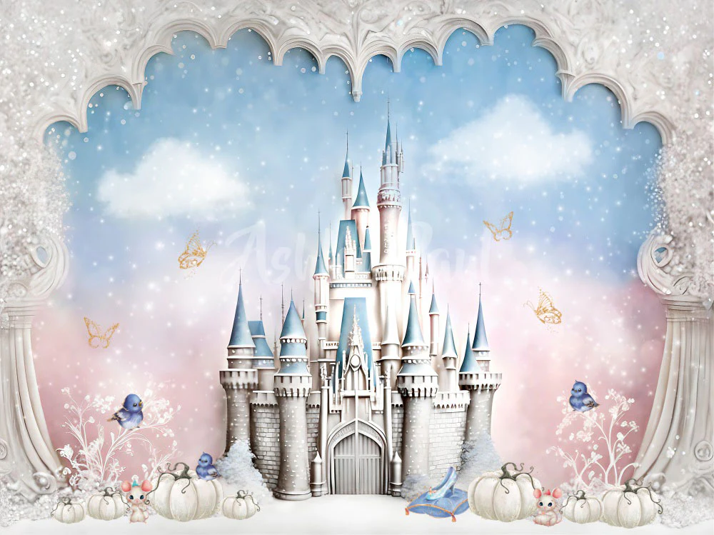 Kate Princess Castle Blue pink Backdrop Designed by Ashley Paul - Image 4