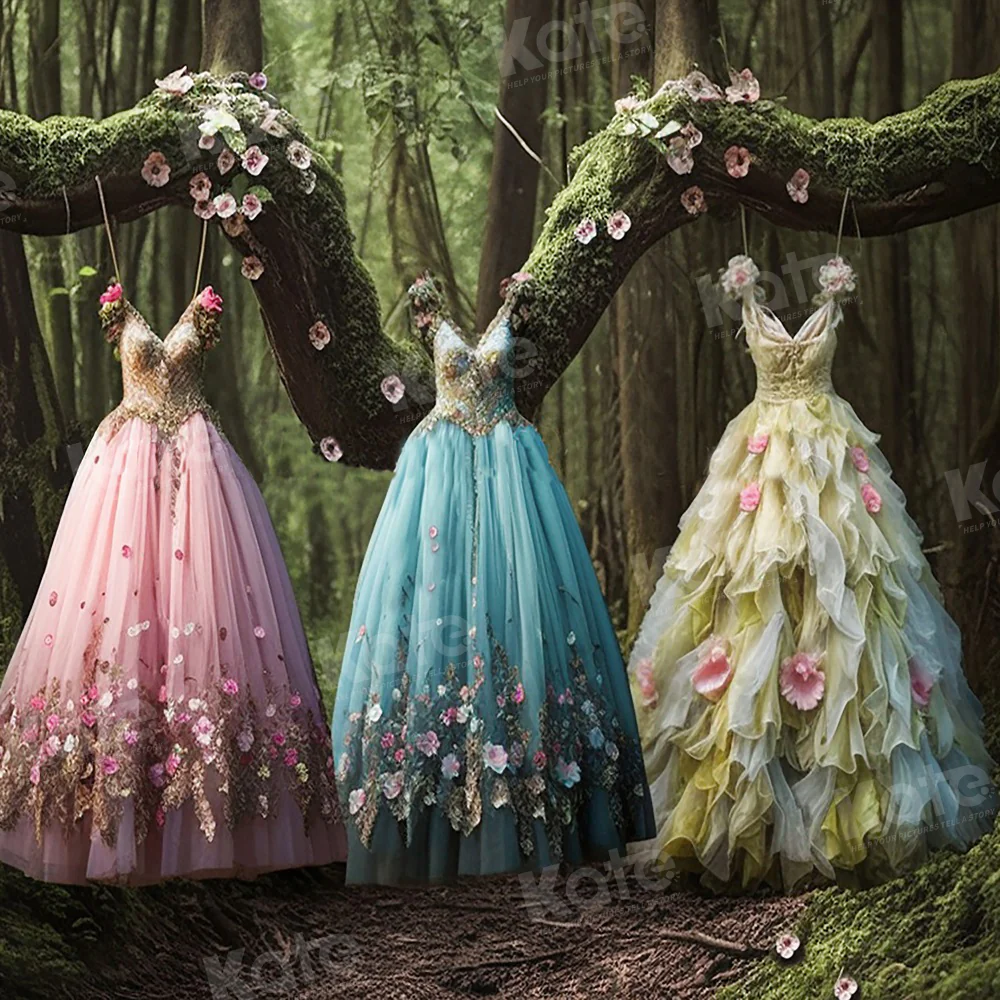 Kate Princess Dress Fairytale Forest Summer Backdrop for Photography - Image 2