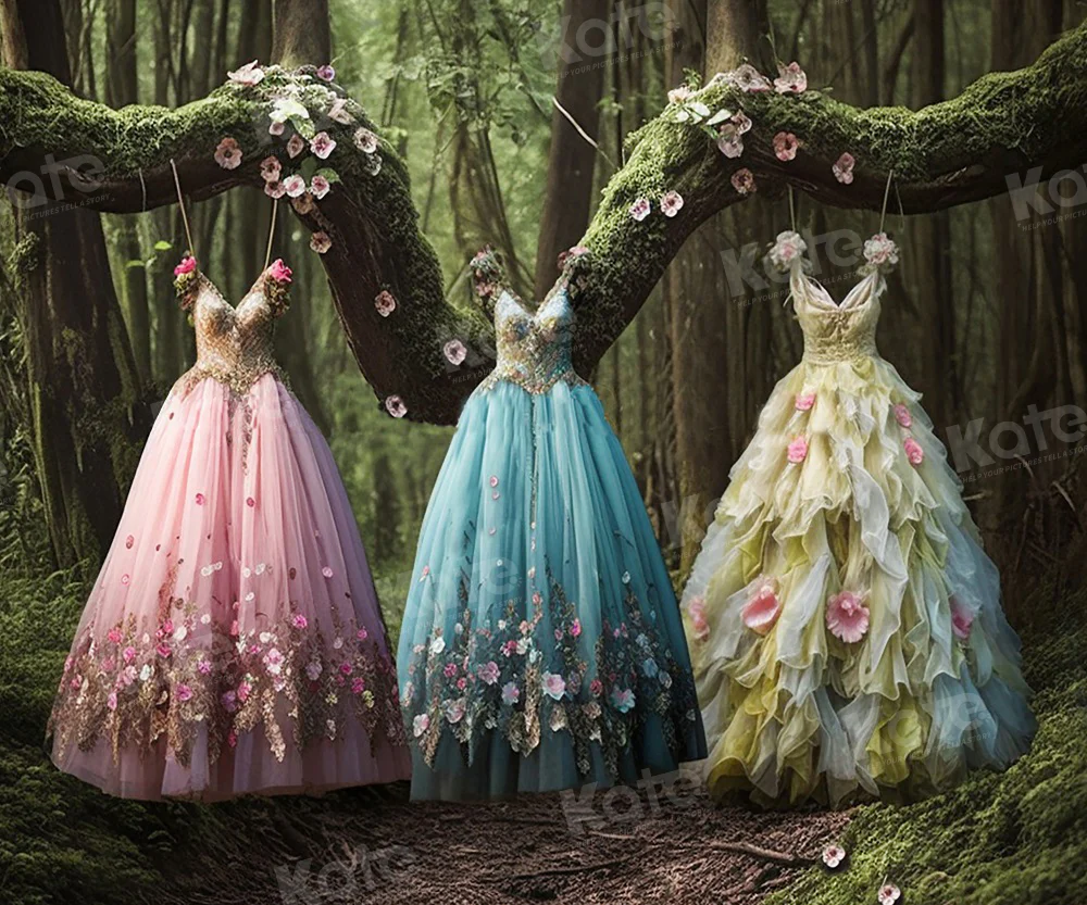 Kate Princess Dress Fairytale Forest Summer Backdrop for Photography - Image 3