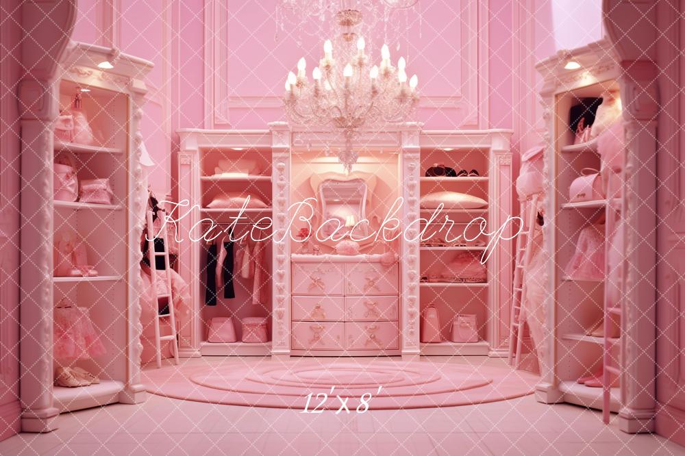 Kate Princess Fashion Doll Fantasy Pink Room Wardrobe Fleece Backdrop Designed by Chain Photography - Image 5
