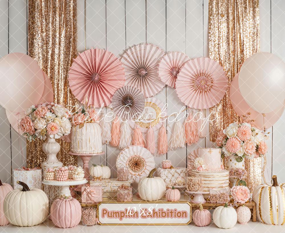 Kate Pumpkin Exhibition Gold Glitter Fleece Backdrop Designed by Emetselch - Image 3