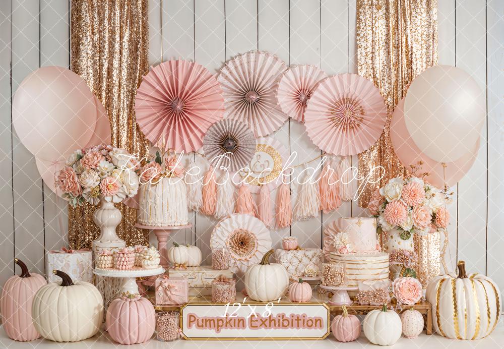 Kate Pumpkin Exhibition Gold Glitter Fleece Backdrop Designed by Emetselch - Image 4