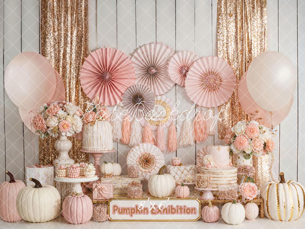 Kate Pumpkin Pink Balloons Floral Backdrop Designed by Emetselch - Image 3