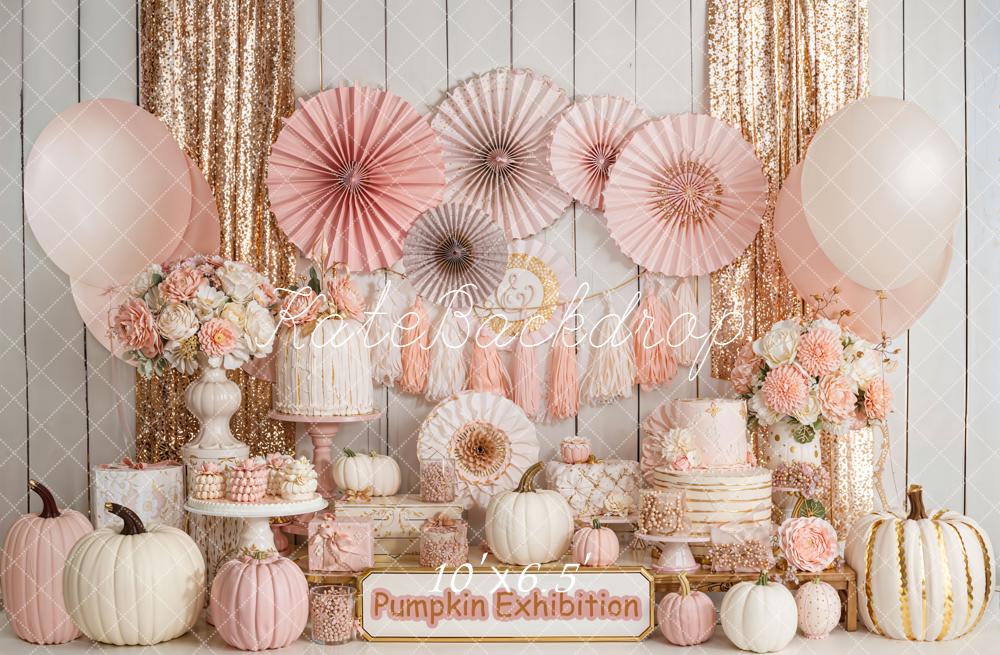Kate Pumpkin Pink Balloons Floral Backdrop Designed by Emetselch - Image 4