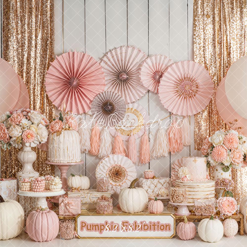 Kate Pumpkin Pink Balloons Floral Backdrop Designed by Emetselch - Image 5