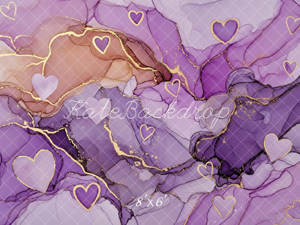 Kate Purple Abstract Hearts Gold Veins Backdrop Designed by Patty Robert - Image 3