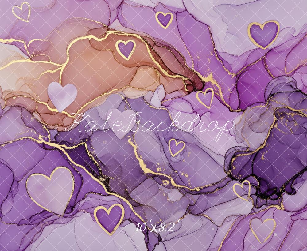 Kate Purple Abstract Hearts Gold Veins Backdrop Designed by Patty Robert - Image 6