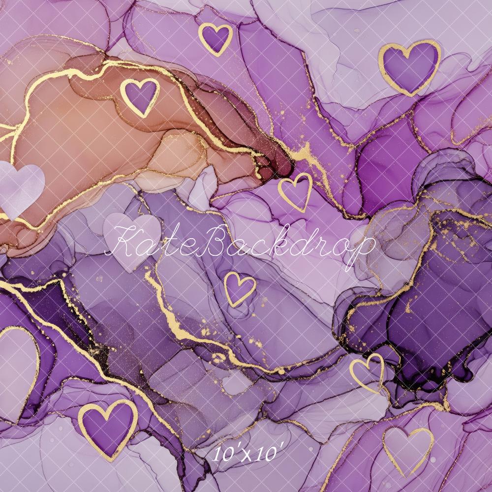 Kate Purple Abstract Hearts Gold Veins Backdrop Designed by Patty Robert - Image 7