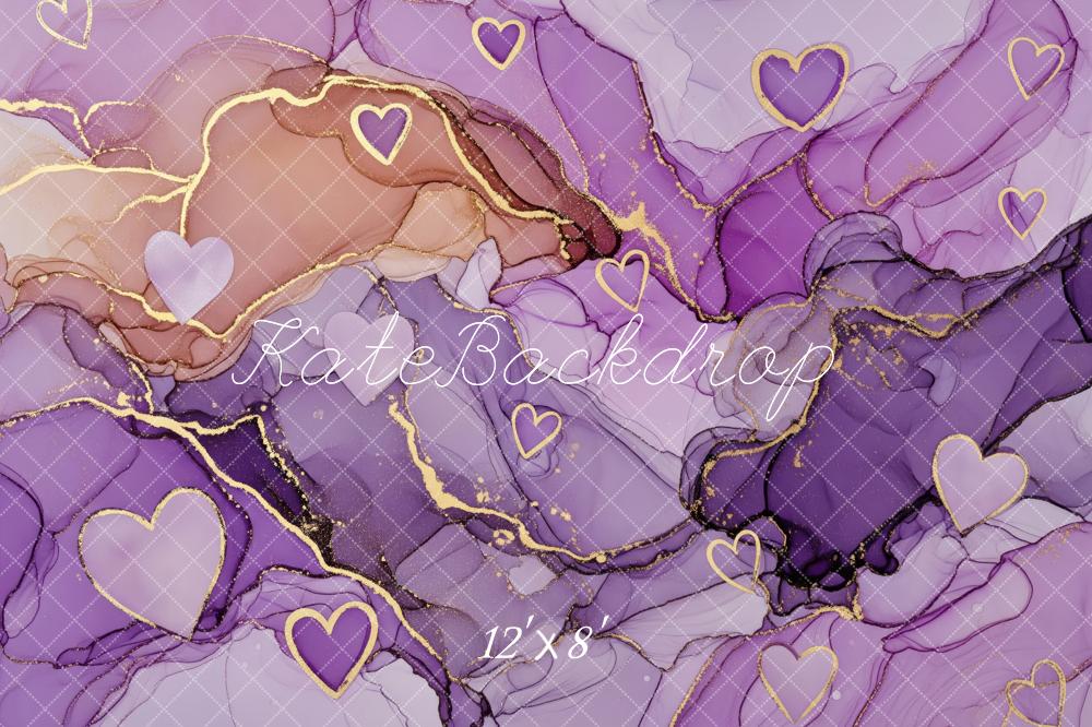 Kate Purple Abstract Hearts Gold Veins Backdrop Designed by Patty Robert - Image 8