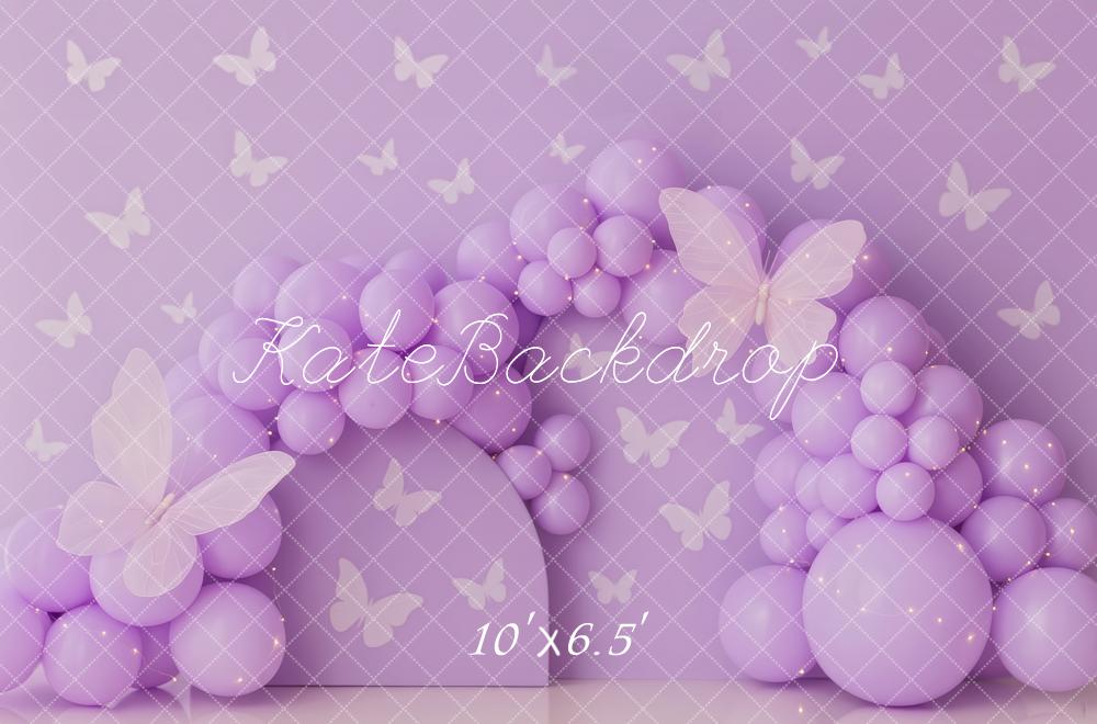 Kate Purple Balloons Butterfly Pattern Backdrop Designed by Patty Robert - Image 4