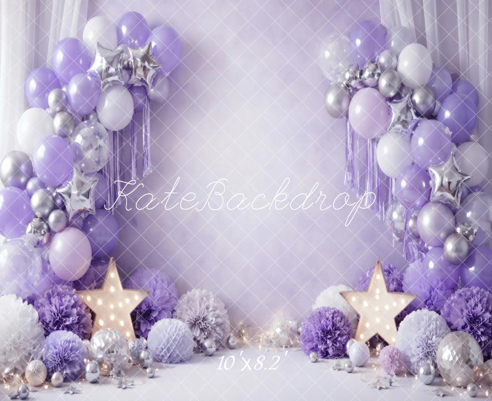 Kate Purple Balloons Star Lights Backdrop Designed by Vertigo Productions - Image 6