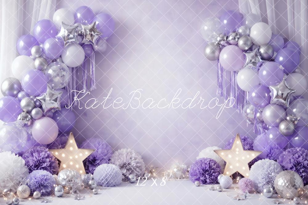 Kate Purple Balloons Star Lights Backdrop Designed by Vertigo Productions - Image 8