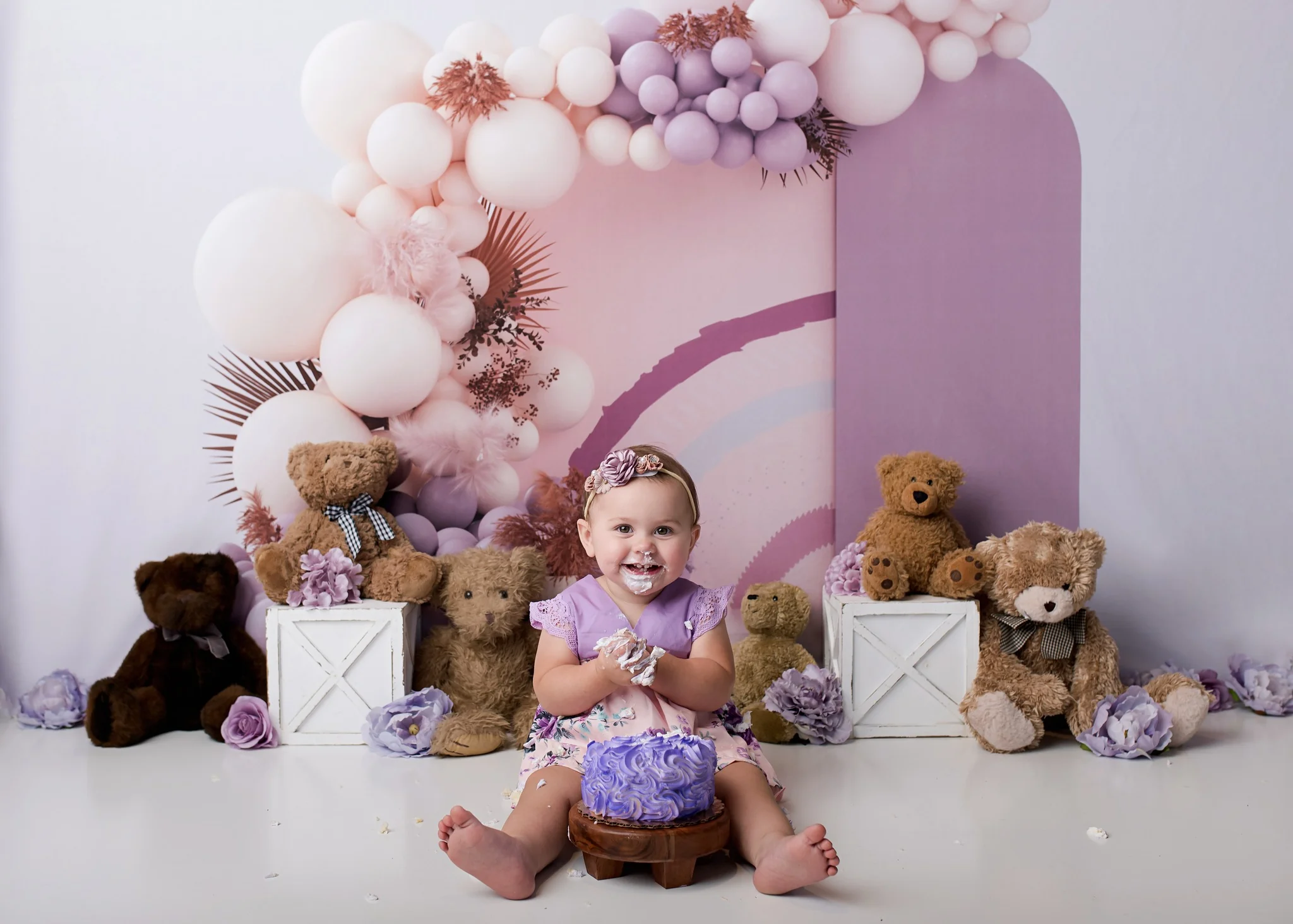Kate Purple Boho Balloons Backdrop Designed by Uta Mueller Photography - Image 3