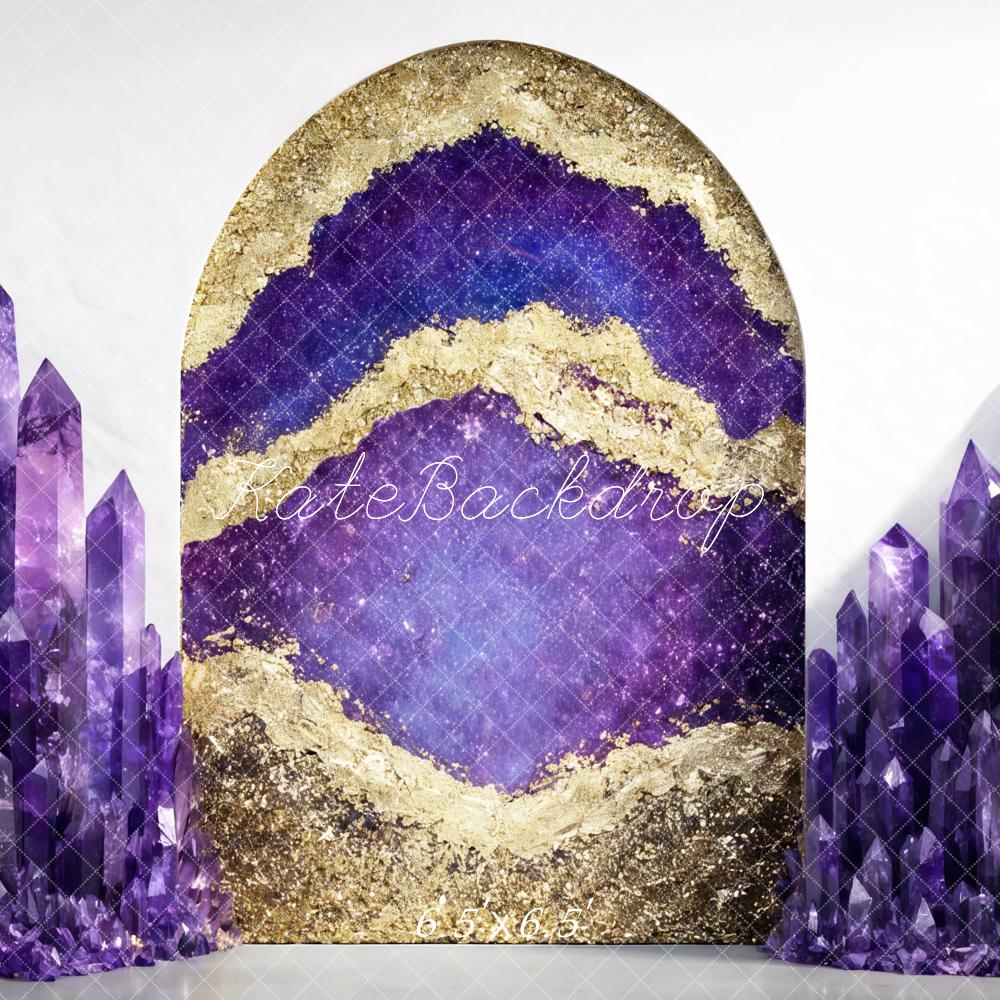 Kate Purple Crystal Geode Arch Gold Backdrop Designed by Mini MakeBelieve - Image 2