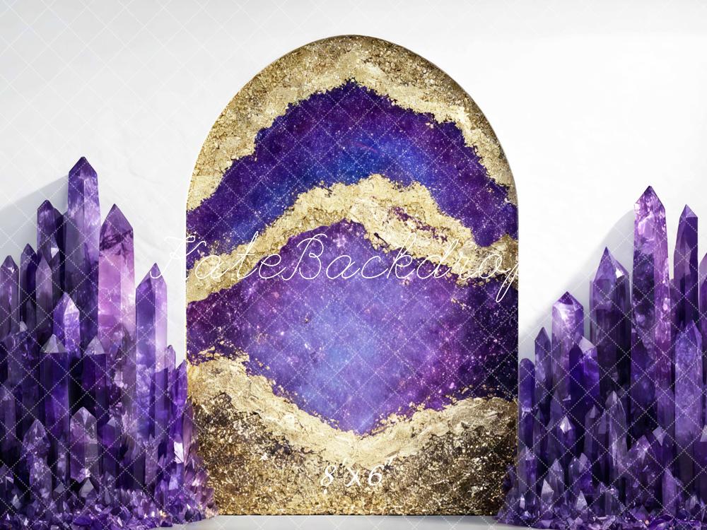 Kate Purple Crystal Geode Arch Gold Backdrop Designed by Mini MakeBelieve - Image 3