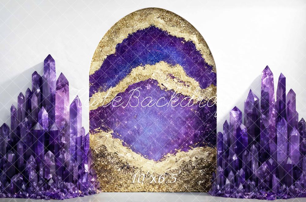 Kate Purple Crystal Geode Arch Gold Backdrop Designed by Mini MakeBelieve - Image 4