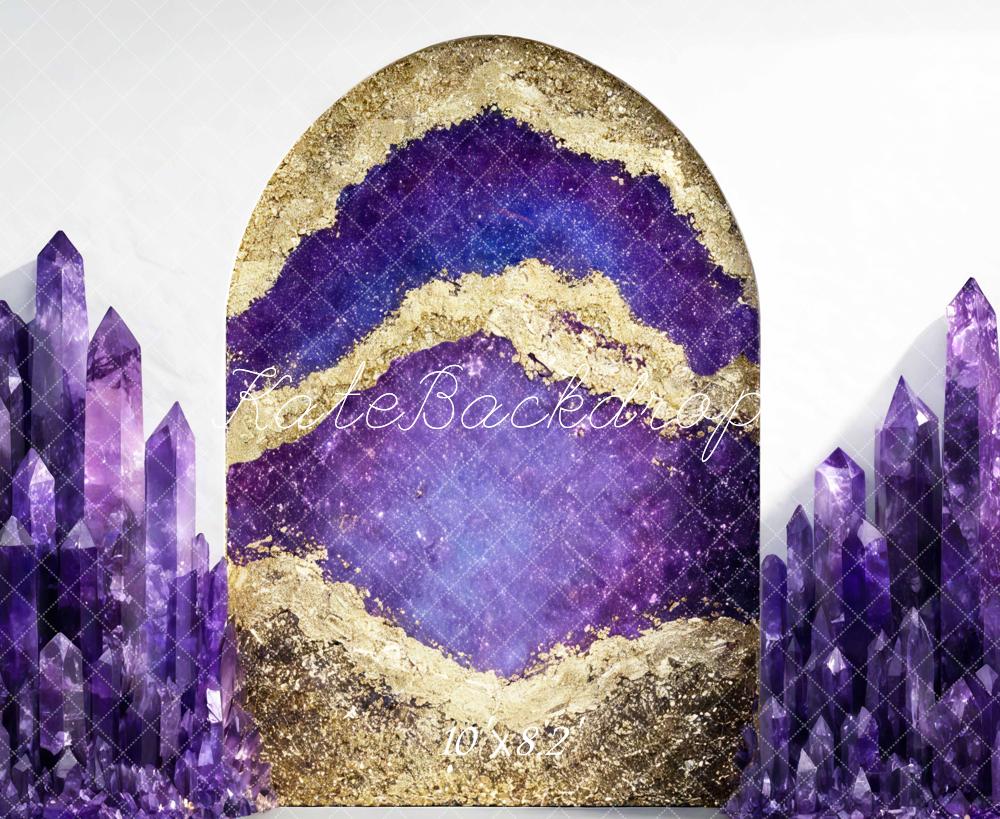 Kate Purple Crystal Geode Arch Gold Backdrop Designed by Mini MakeBelieve - Image 6