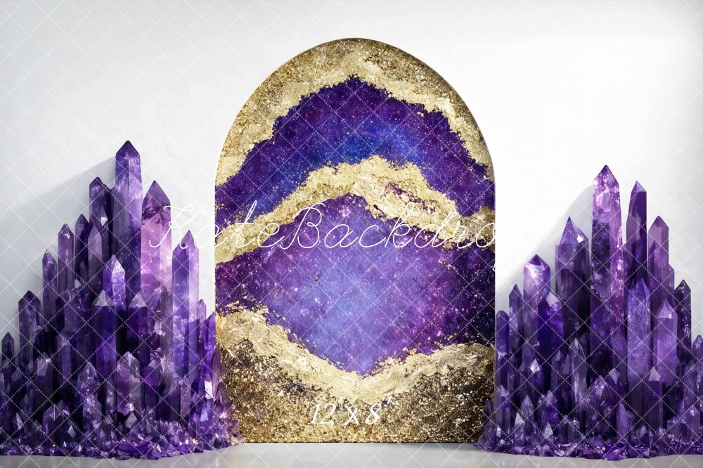 Kate Purple Crystal Geode Arch Gold Backdrop Designed by Mini MakeBelieve - Image 8