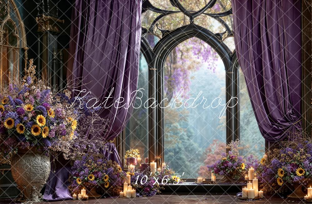 Kate Purple Curtains Candlelight Window Fleece Backdrop Designed by Emetselch - Image 2