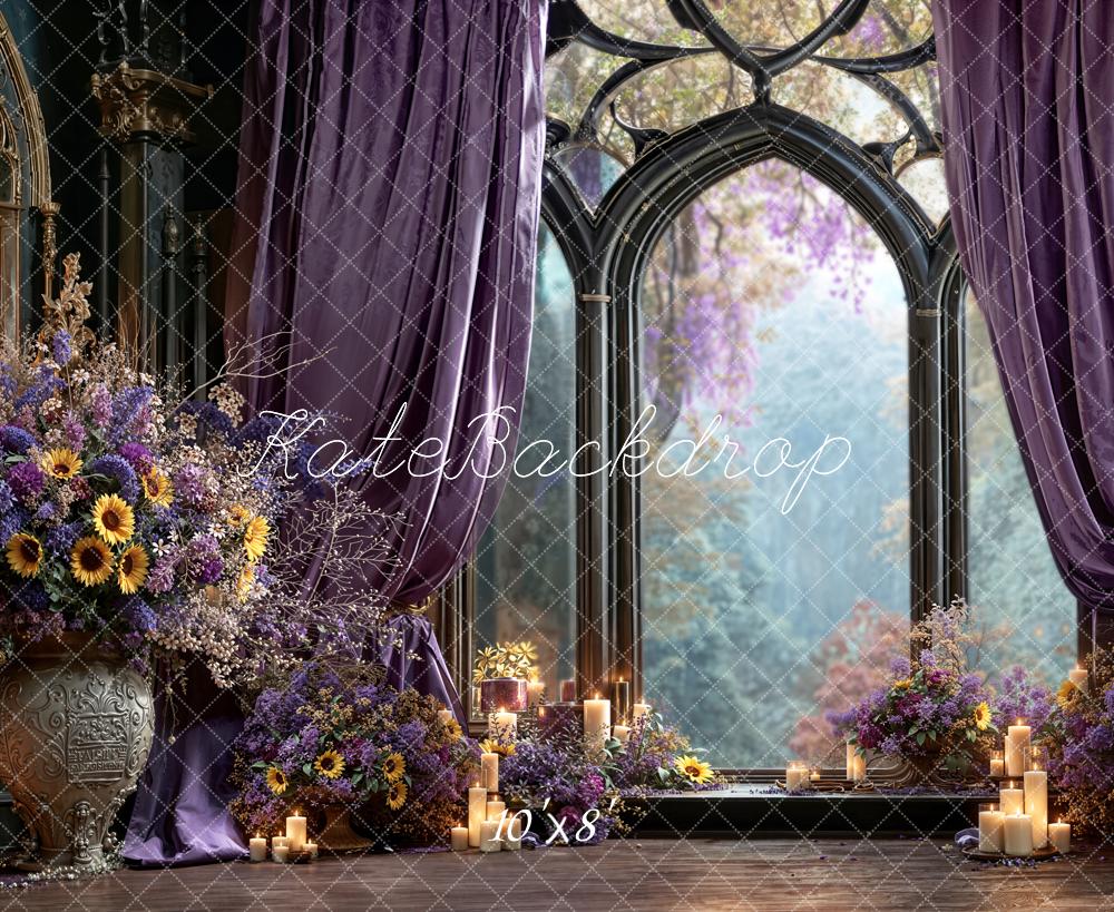 Kate Purple Curtains Candlelight Window Fleece Backdrop Designed by Emetselch - Image 3