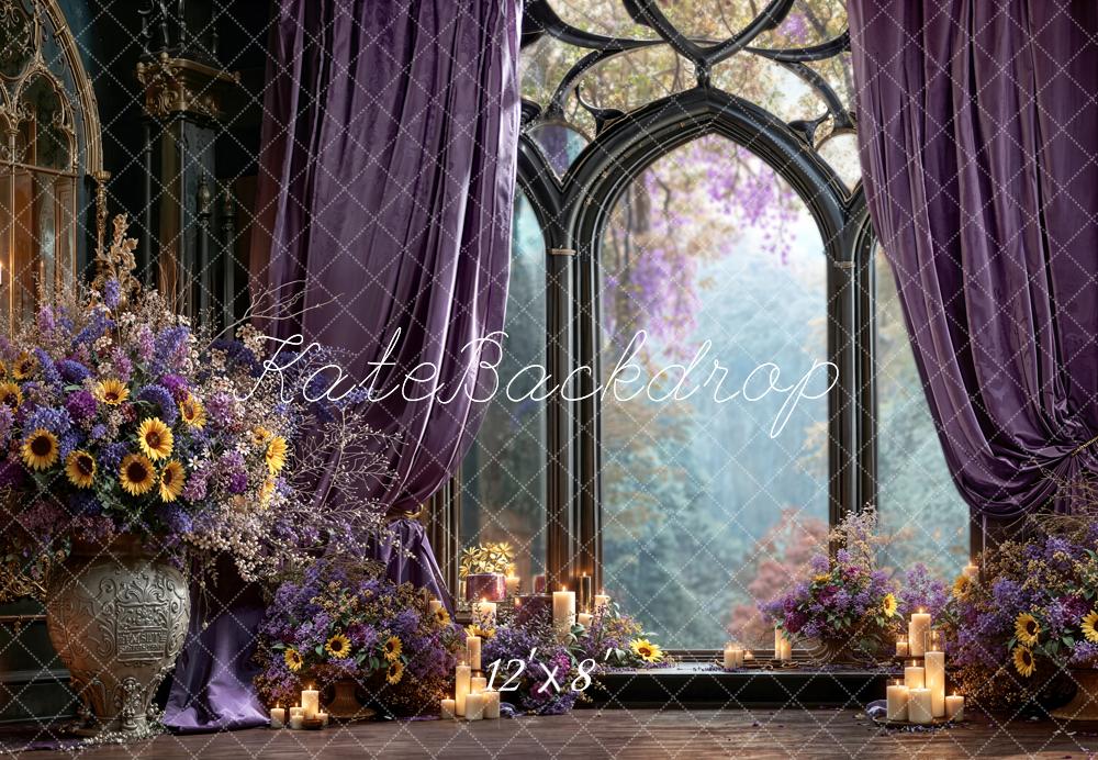 Kate Purple Curtains Candlelight Window Fleece Backdrop Designed by Emetselch - Image 4