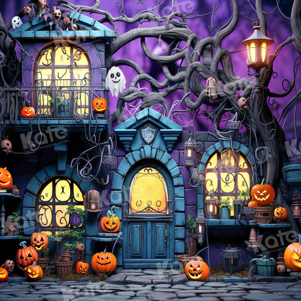 Kate Purple Halloween Pumpkin Spooky Backdrop Designed by Emetselch - Image 2