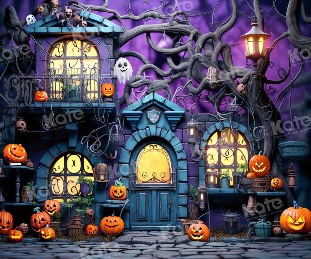 Kate Purple Halloween Pumpkin Spooky Backdrop Designed by Emetselch - Image 4
