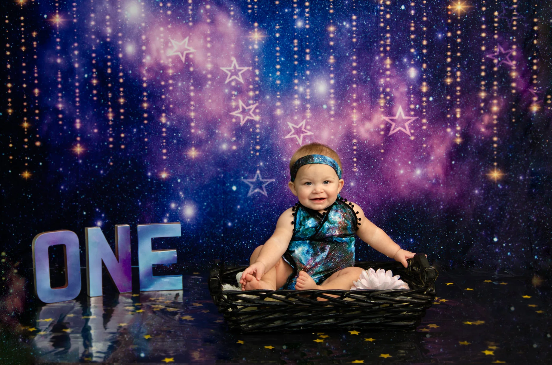 Kate Purple Sky Stars Backdrop for Children Photography - Image 3