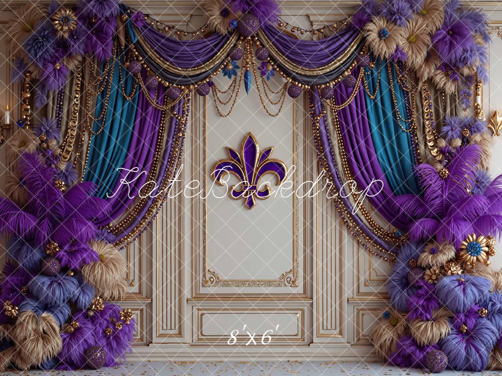 Kate Purple Teal Drapes Wall Backdrop Designed by Mini MakeBelieve - Image 3