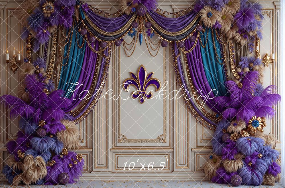 Kate Purple Teal Drapes Wall Backdrop Designed by Mini MakeBelieve - Image 4
