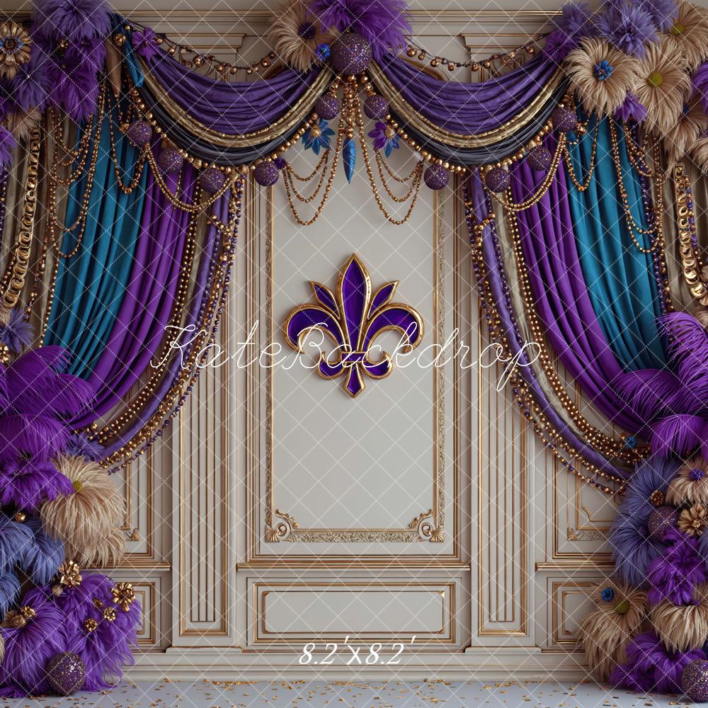 Kate Purple Teal Drapes Wall Backdrop Designed by Mini MakeBelieve - Image 5
