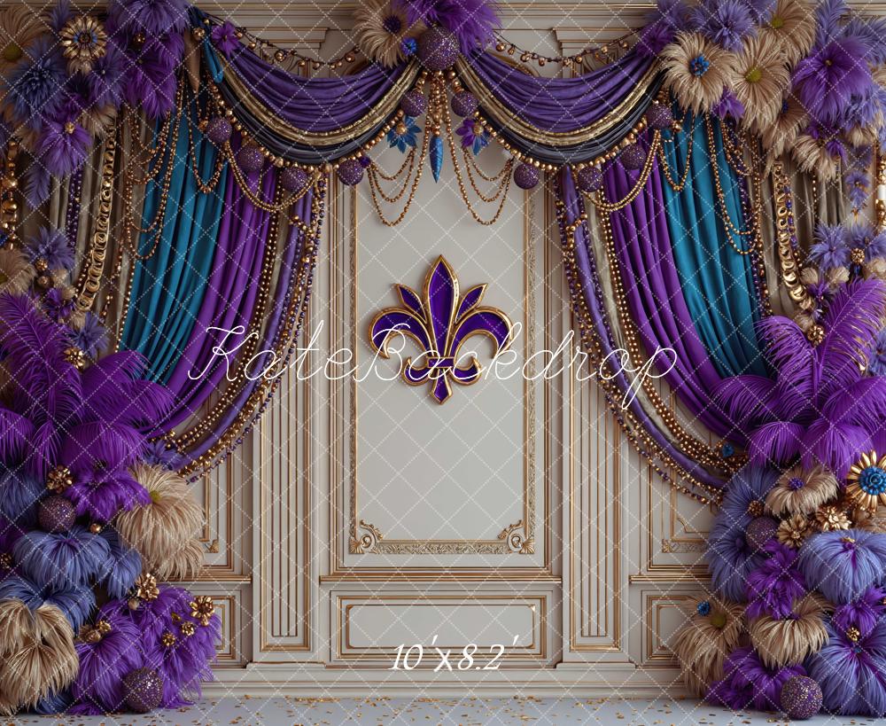 Kate Purple Teal Drapes Wall Backdrop Designed by Mini MakeBelieve - Image 6