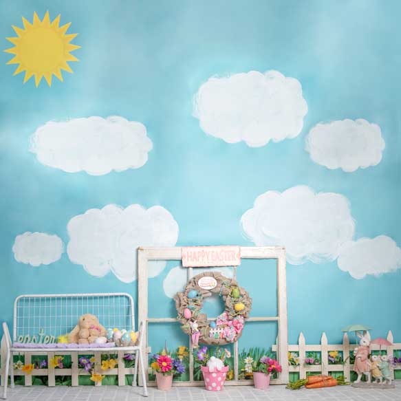 Kate Rabbits Decorations Easter Spring Children Backdrop for Photography Designed by Erin Larkins - Image 3