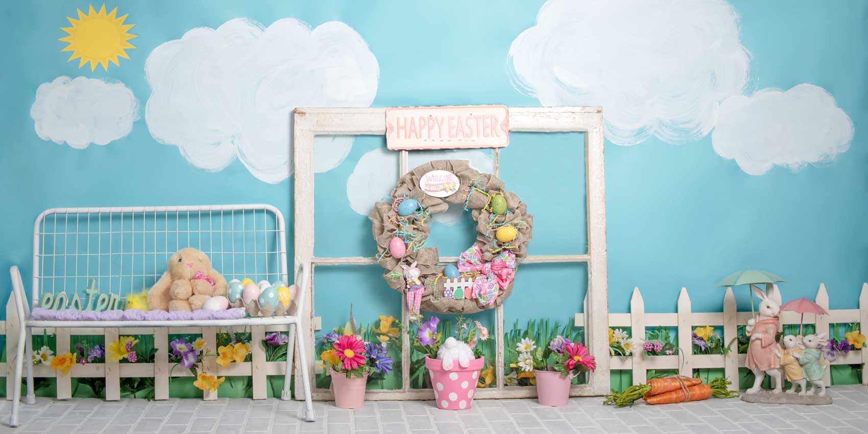 Kate Rabbits Decorations Easter Spring Children Backdrop for Photography Designed by Erin Larkins - Image 4