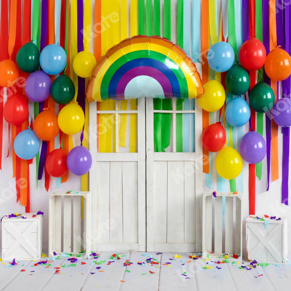 Kate Rainbow Balloons Birthday Party Backdrop Designed by Emetselch - Image 2