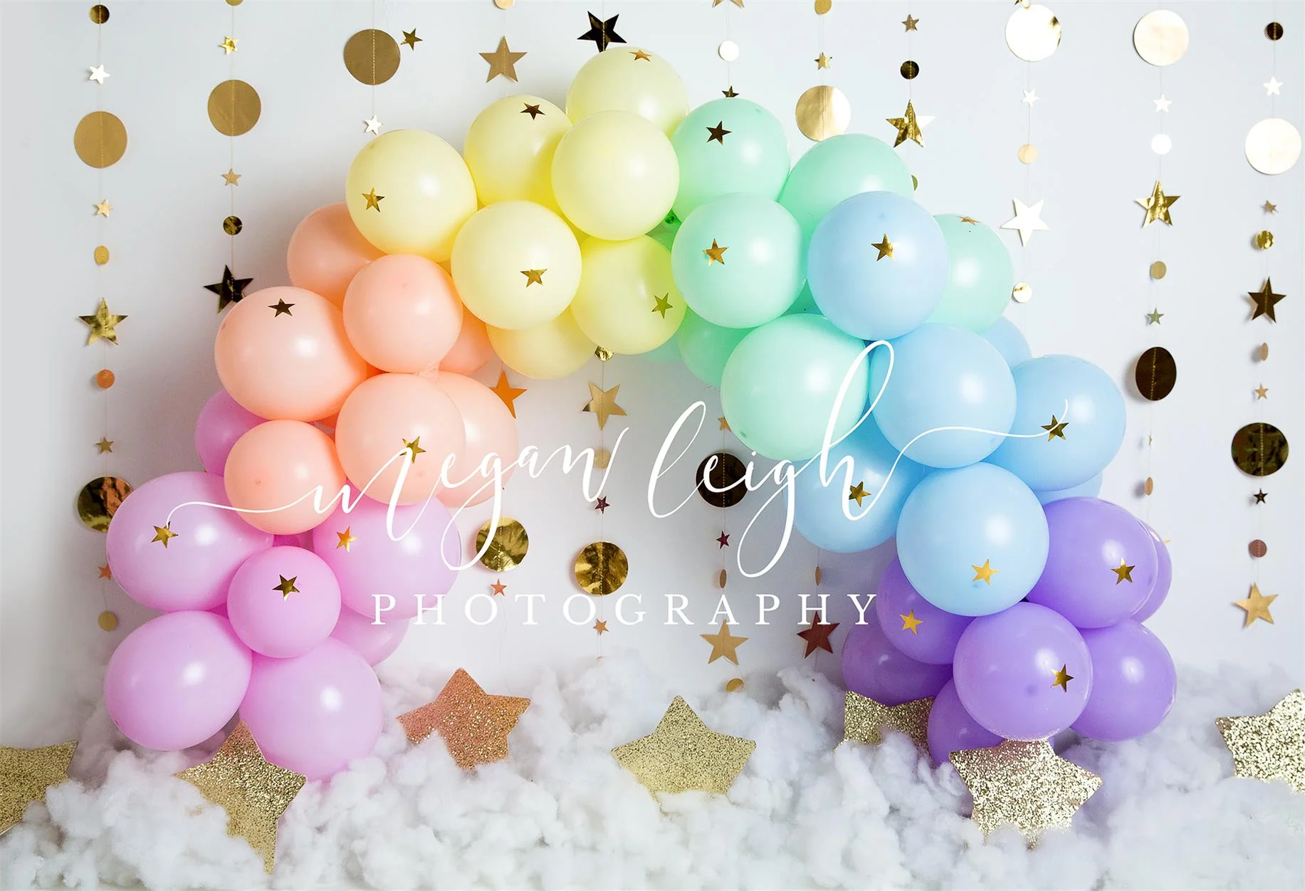 Kate Rainbow Balloons Garland Children Cake Smash Backdrop Designed by Megan Leigh Photography - Image 2