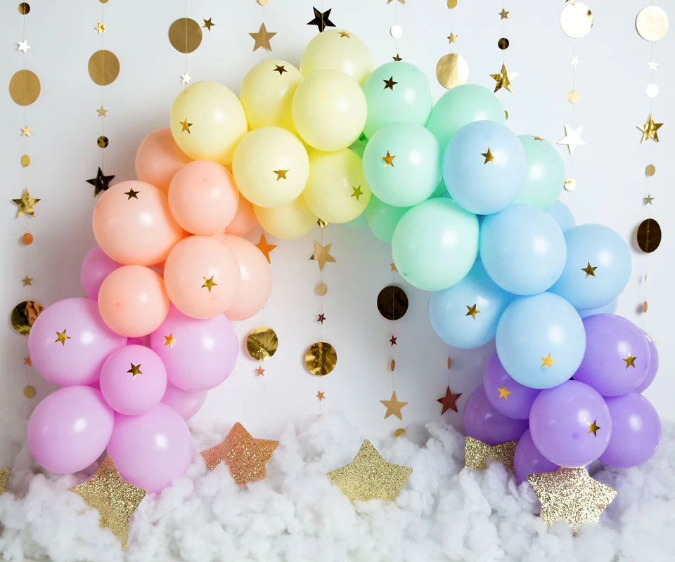 Kate Rainbow Balloons Garland Children Cake Smash Backdrop Designed by Megan Leigh Photography - Image 5