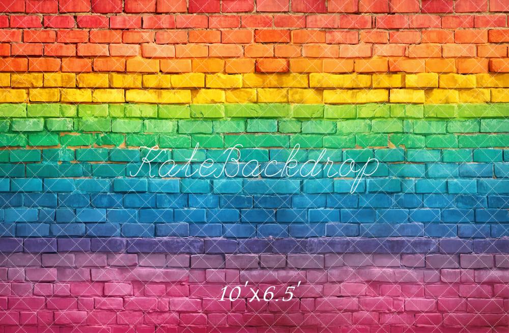 Kate Rainbow Brick Wall Fleece Backdrop Designed by Kate image - Image 2