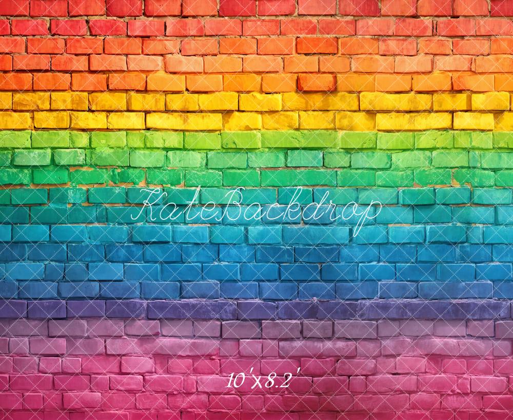 Kate Rainbow Brick Wall Fleece Backdrop Designed by Kate image - Image 3