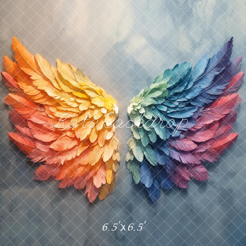 Kate Rainbow Feather Wings Backdrop Designed by Emetselch - Image 2