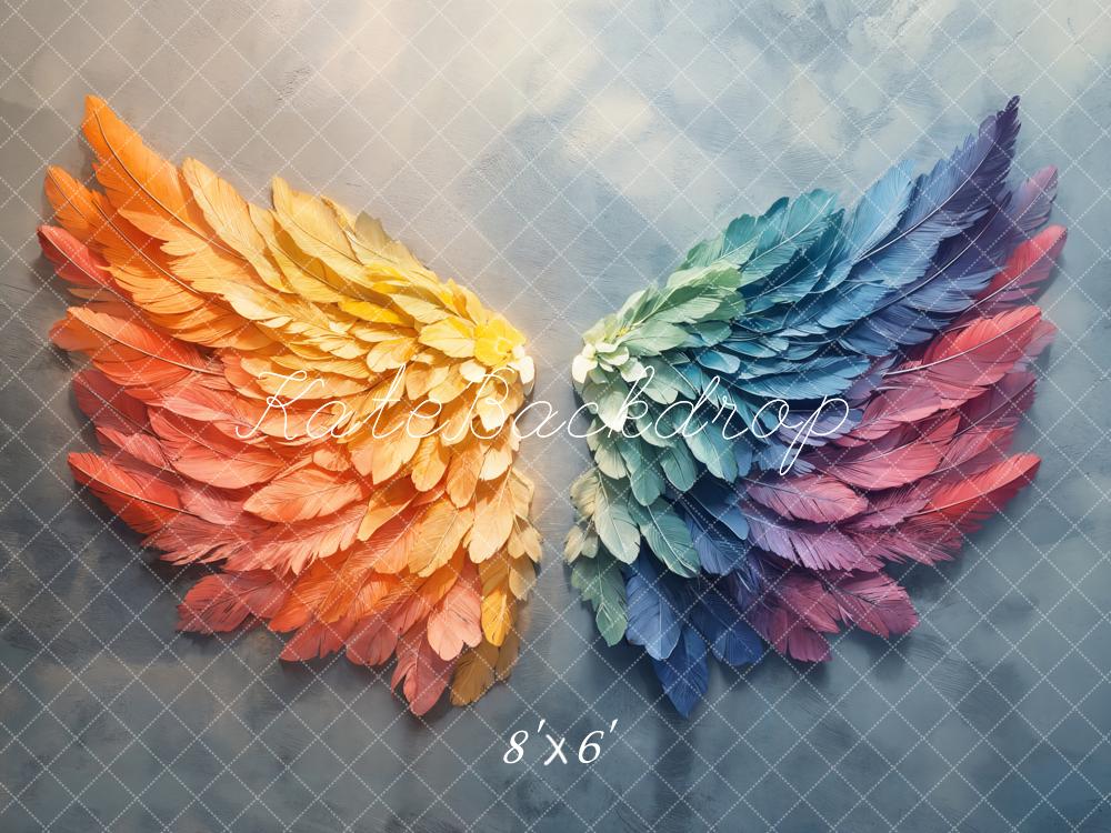 Kate Rainbow Feather Wings Backdrop Designed by Emetselch - Image 3