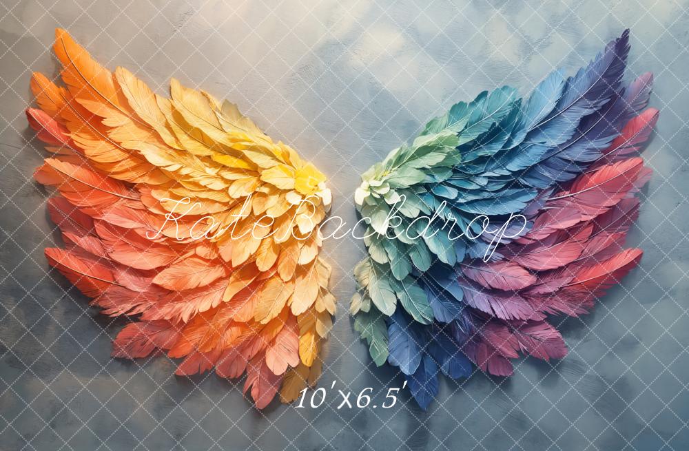 Kate Rainbow Feather Wings Backdrop Designed by Emetselch - Image 4