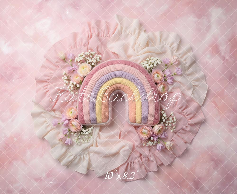 Kate Newborn Rainbow Florals Ruffle Pink Backdrop Designed by Mini MakeBelieve - Image 6