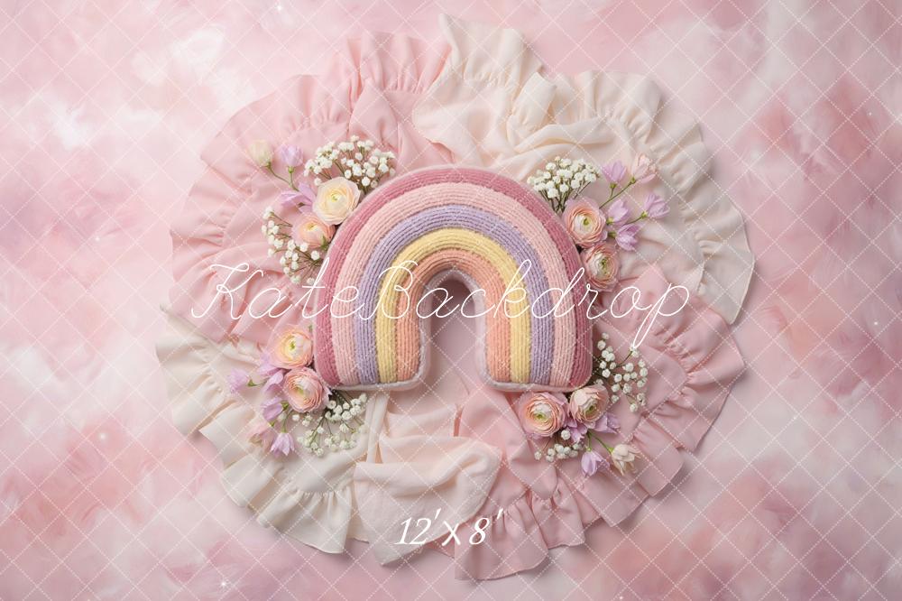 Kate Newborn Rainbow Florals Ruffle Pink Backdrop Designed by Mini MakeBelieve - Image 8