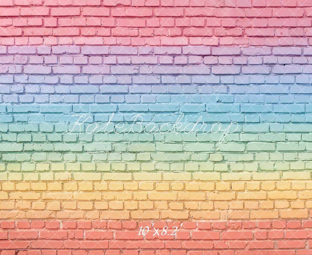 Kate Rainbow Gradient Brick Wall Fleece Backdrop Designed by Chain Photography - Image 3