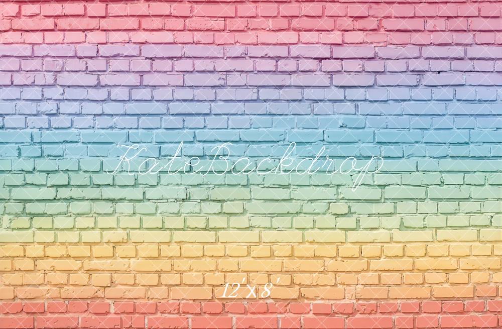 Kate Rainbow Gradient Brick Wall Fleece Backdrop Designed by Chain Photography - Image 4