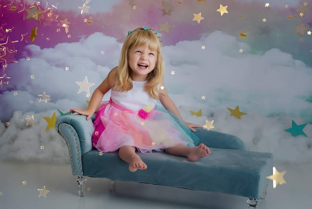Kate Rainbow sky cloud Backdrop Pink Watercolor Background - Image 3