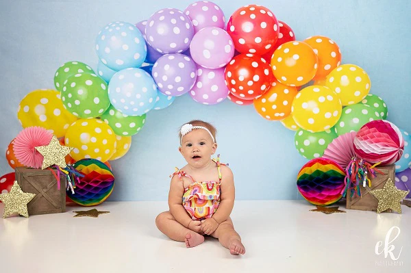 Kate Rainbow Speck Balloon Children Birthday Backdrop Designed by Kerry Anderson - Image 3